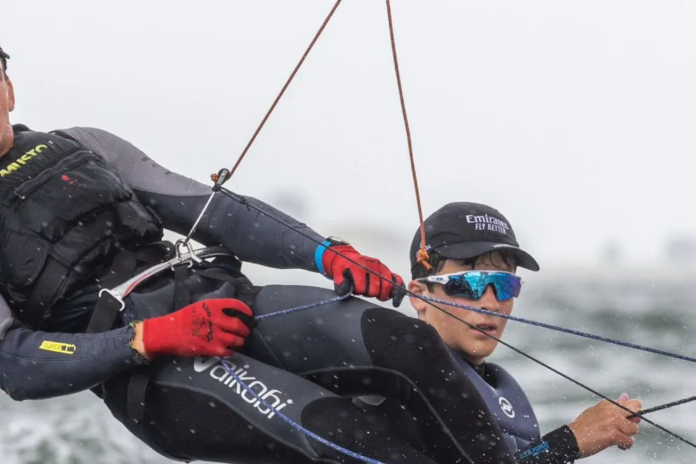 Sean and Rowan Kensington at the 29er Auckland Championships at Royal Akarana Yacht Club. Photo / Suellen Hurling, Live Sail Die