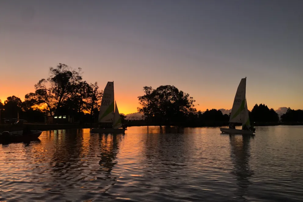 The night sail was a highlight for young sailors at the OptiSail camp at Hamilton Yacht Club. Photo / Kirsten Moratz 