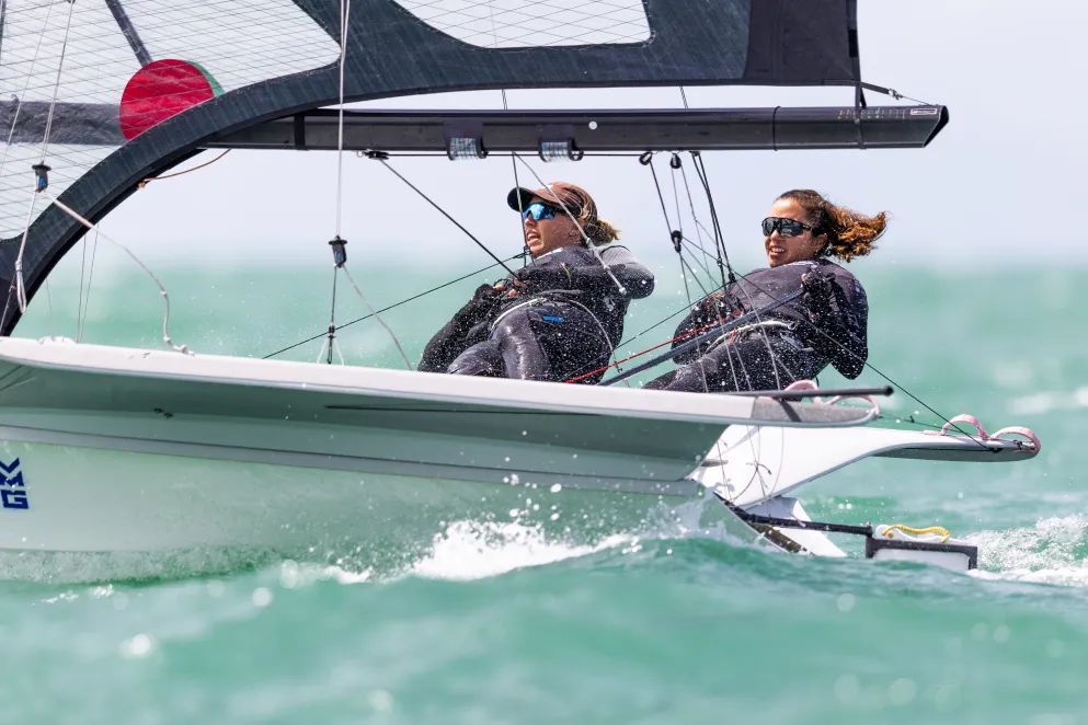 Olivia Hobbs and Alex Maloney at the 2023 Oceanbridge NZL Sailing Regatta. Photo / Adam Mustill Photography