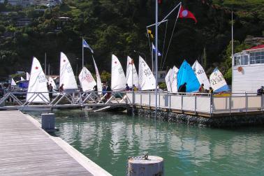 Yachts rigging for the Graham Mander Regatta