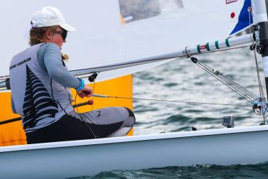 Annabelle Rennie-Younger during the final day of the ILCA national championships at Murrays Bay Sailing Club.