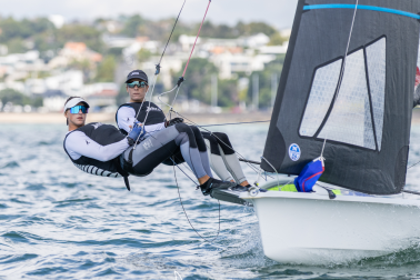 Jo Aleh and Molly Meech won last year's Oceanbridge NZL Sailing Regatta. Photos / Suellen Hurling, Live Sail Die