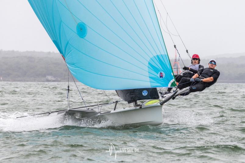 Campbell Stanton and Will Shapland won the 49er division. Photo / Suellen Hurling, Live Sail Die