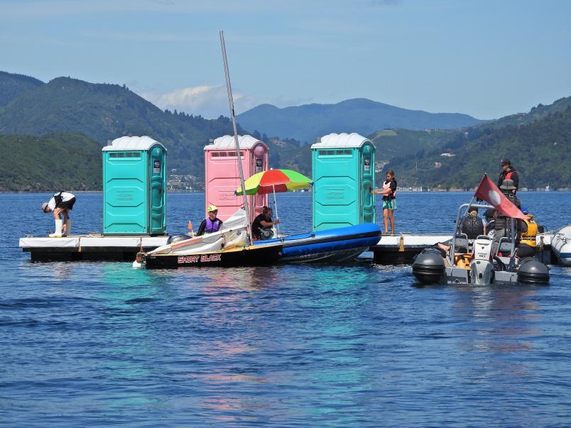 Floating loos were a noticeable feature of the event. 
