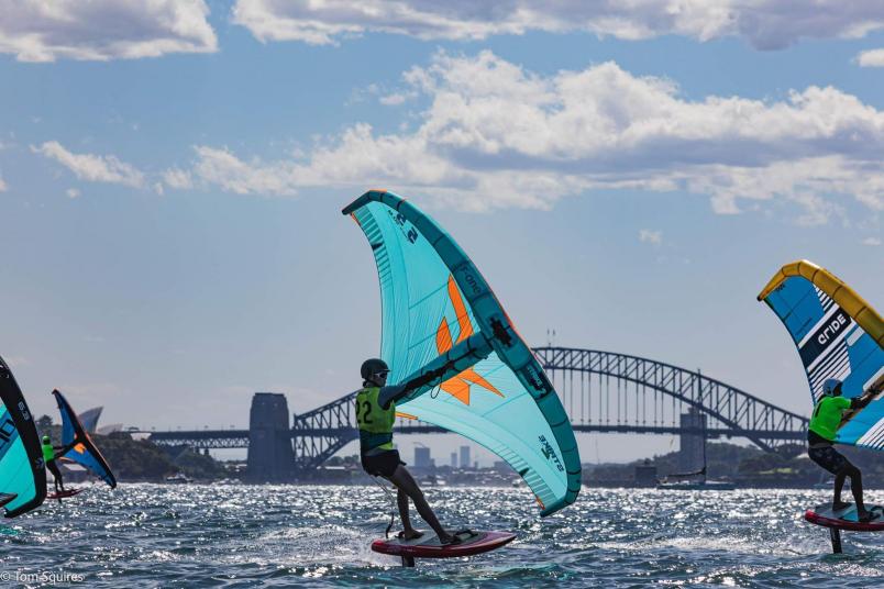 Aimee Bright finished first in the women's division at the Australian national wingfoiling championships, and 11th overall. Photo / Tom Squires