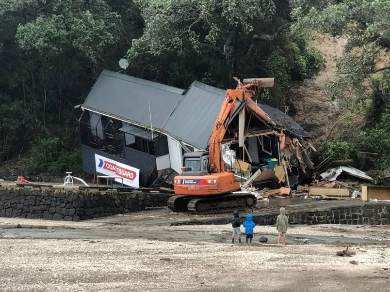 The Coastguard building at French Bay was destroyed by a slide.