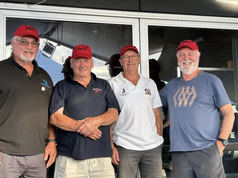Three new Hartley 16 life members - Alan Dawson, Thijs Calkoen and Paul Dunford - were given their badges.
