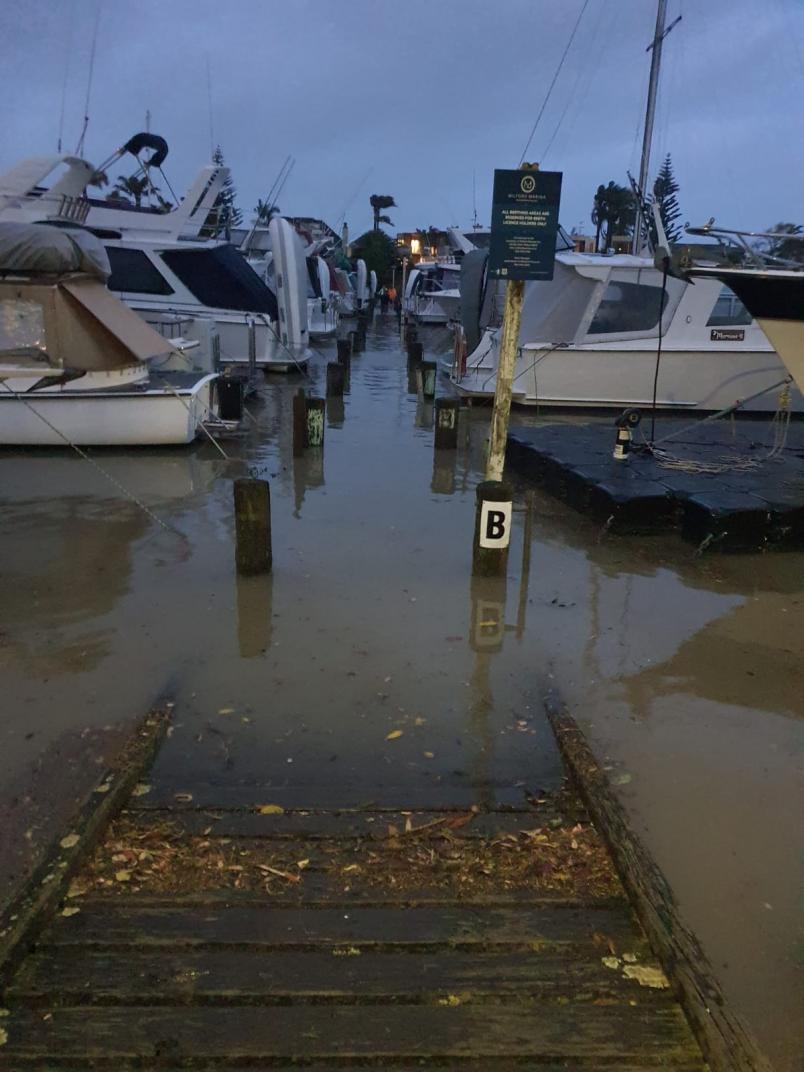 Club members attempted to save boats that had become unmoored. 