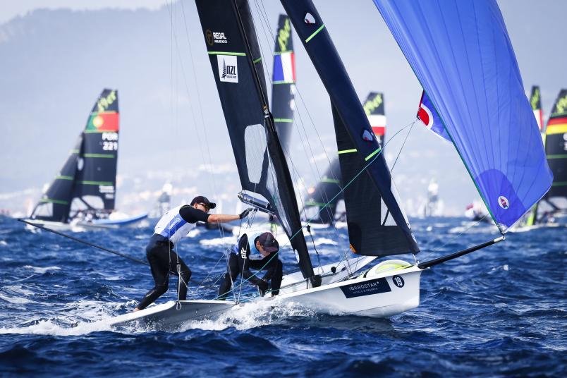 Isaac McHardie and William McKenzie in action on day 2. Photo / Sailing Energy