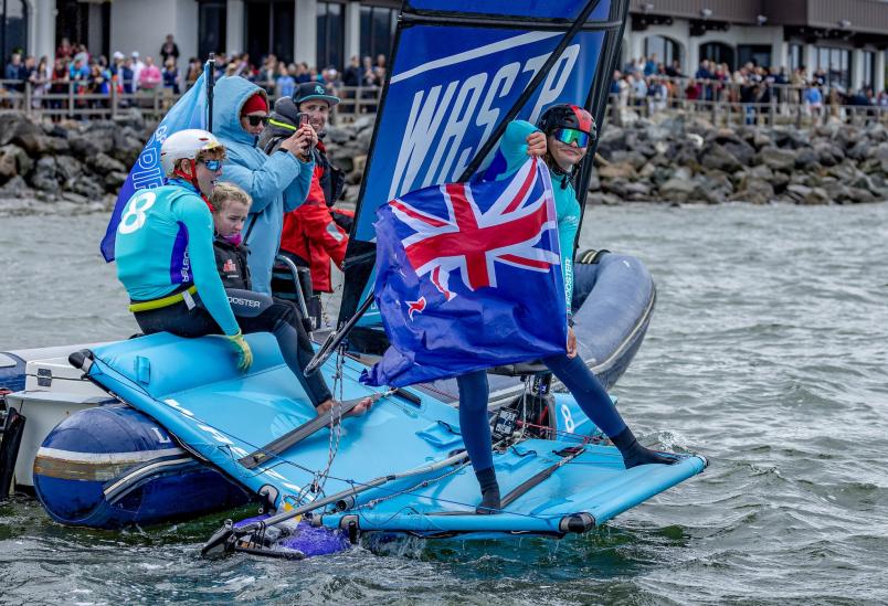 Stella Bilger won the women's SailGP Inspire Waszp title in San Francisco. Photos / SailGP Inspire