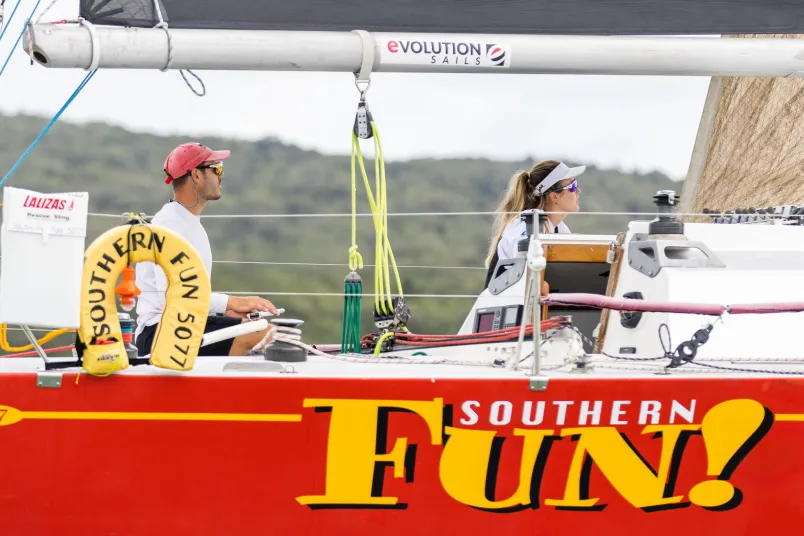 Aaron Hume-Merry and Anna Merchant on board Southern Fun. Photos / Supplied