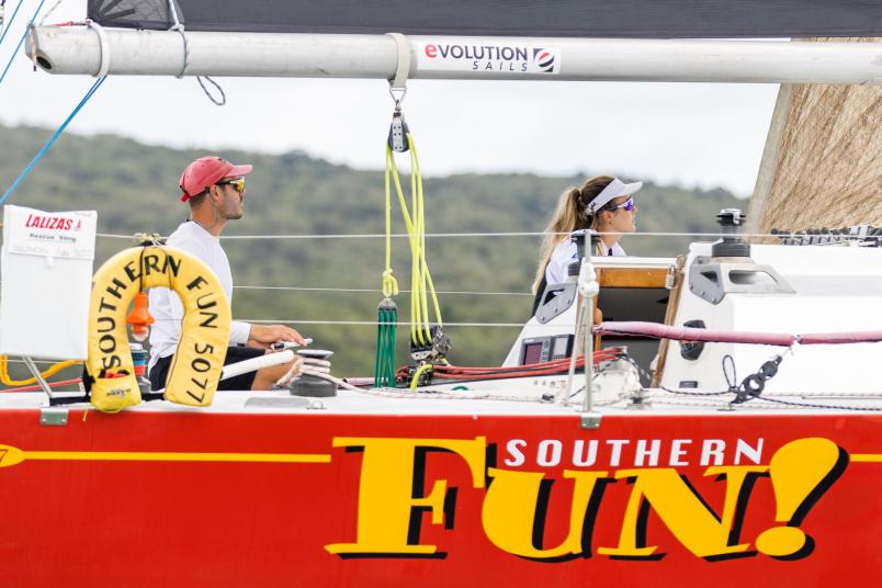 x Aaron Hume-Merry and Anna Merchant on board Southern Fun. Photos / Supplied