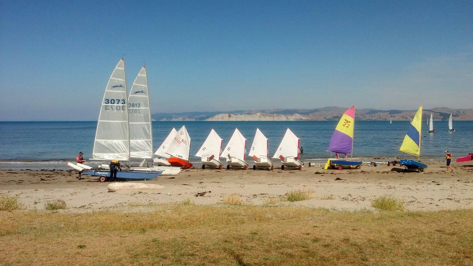 Gisborne YC boats on beach